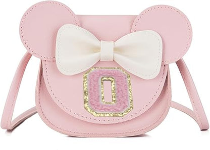 Little Girls Toddlers Mini Crossbody Shoulder Bag Coin Purse with Cute Mouse Ear Bowknot
