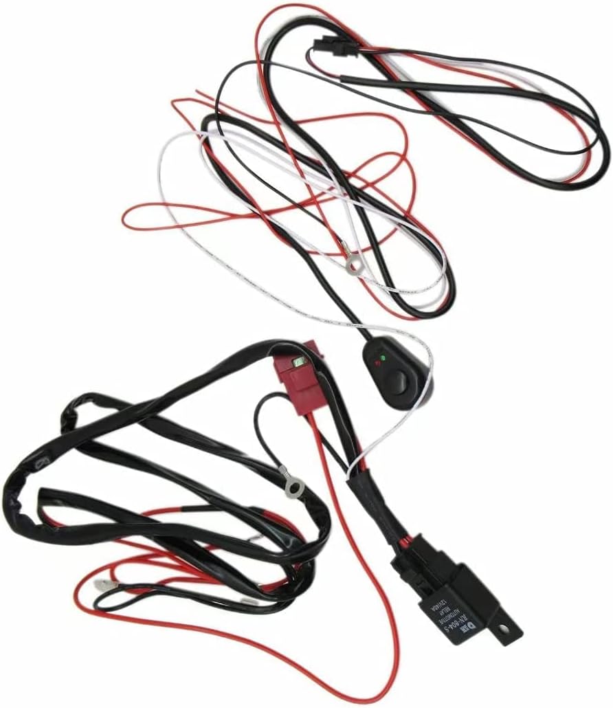 LED Light Bar Wiring Harness Kit 12V 40Amp 18AWG Fuse Relay ON/OFF Switch Fits For 12V light bars, spot lights, fog lights, driving lights, work lights