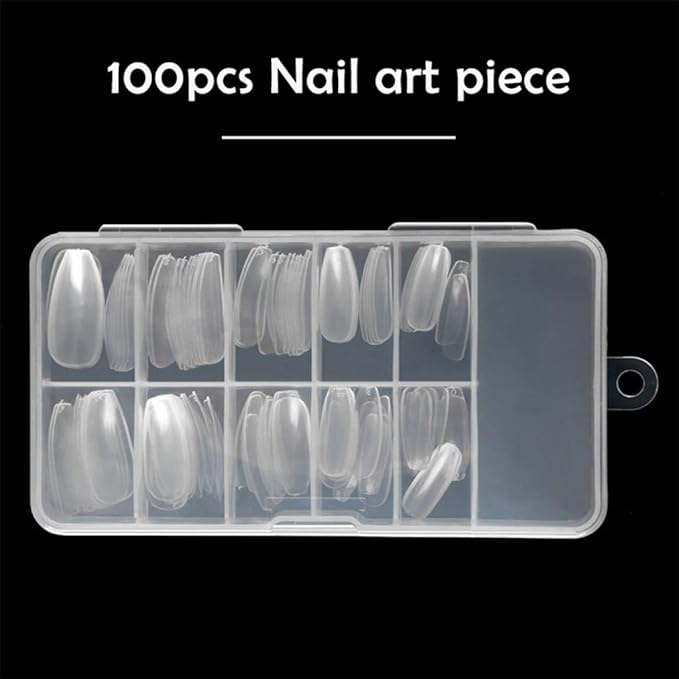 100 PiecesBox TransparentWhite Acrylic False Nails, Square Ballerina Coffin Fake Nail Tips, Medium Long Square Pressed On Nails, Full Cover Fake Nail Extension Patches (Clear, One Size)