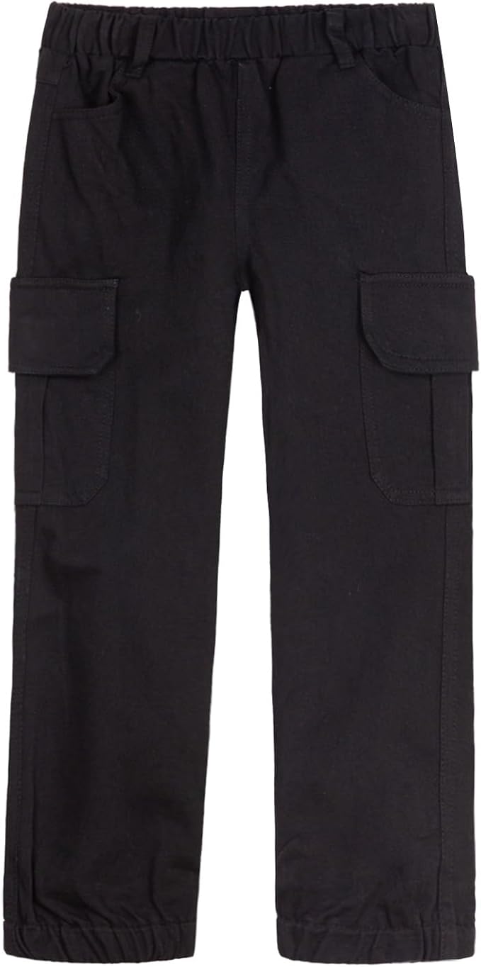 Mud Kingdom Boys Cargo Joggers Pant Elastic Waist with Hoop Pull On Outdoor Woven with Pockets