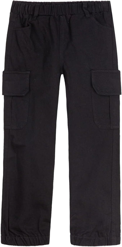 Mud Kingdom Boys Cargo Joggers Pant Elastic Waist with Hoop Pull On Outdoor Woven with Pockets
