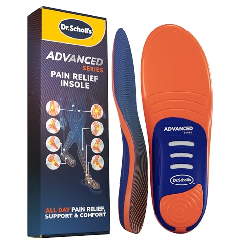 Dr. Scholl’s Advanced Pain Relief Insoles for Men Women, Heavy Duty Orthotics Inserts for Work Shoes & Boots, Plantar Fasciitis & Arch Support, Flat Feet, Shock-Absorbing, Supports up to 340 lbs MEN 7.5-8 WOMEN 8.5-9