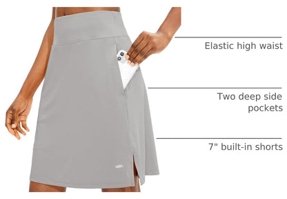 Viodia Women's 20" Knee Length Skorts Skirts UPF50+ Athletic Tennis Golf Skirt for Women Casual Summer Skirts.