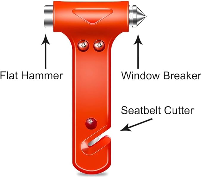 Car Safety Hammer Emergency Escape Tool with Window Breaker  Seatbelt Cutter, Automotive Rescue Kit for Family, Vehicle, Office, Compact, Multifunctional, Made for Self-Rescue