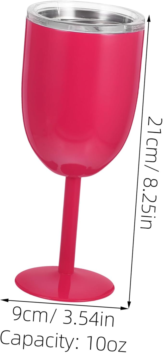 Double Walled Stainless Steel Wine Goblets Insulated Wine Tumblers with Lid Unbreakable Stemmed Glasses for Parties Outdoor Activities Travel Bbq Beach