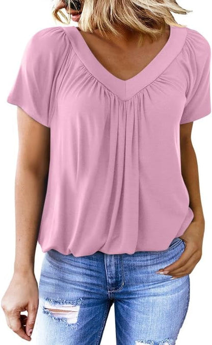 Dokotoo Women's Casual Summer T Shirts Short Sleeve V Neck Tops Tshirts