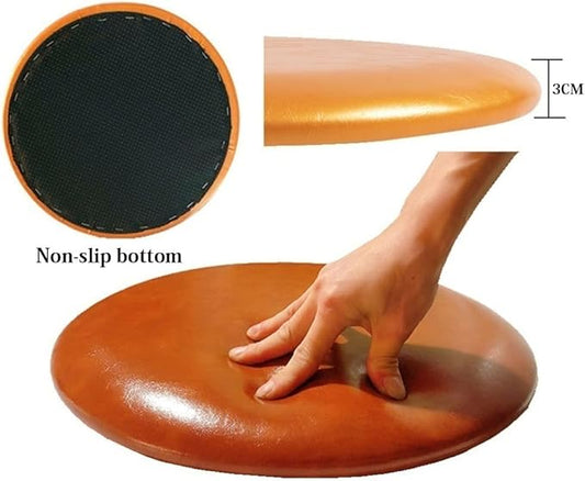 Waterproof Round Chair Cushion, Round Dining Chairs Seat Cushion PU Leather Cushion, Indoor and Outdoor Round Chair Pad Non-slip Soft Pad