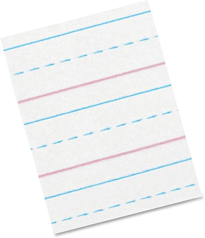 Pacon PACZP2413 Zaner-Bloser Sulphite Handwriting Paper, Dotted Midline, Grade 2, 12" x 14" x 14" Ruled Short, 8" x 10-12", 500 Sheets