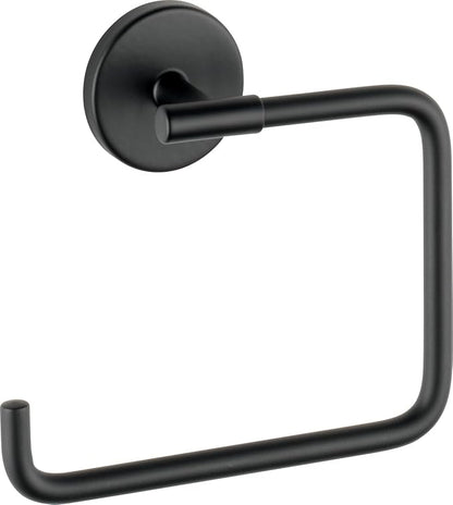 Delta Trinsic (1-Pack) Hand Towel Holder Matte Black Towel Racks for Bathroom Wall Square Towel Ring Holder for Bath Towel Hanger for Kitchen, Bathroom Accessories 759460-BL