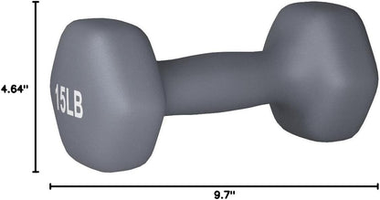 Basics Neoprene Dumbbell Hand Weights for Exercise and Muscle Toning (15 lb pair, product is slightly brighter than the picture)