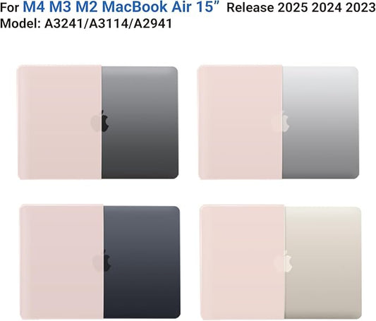 IBENZER Compatible with 2025 2024 2023 MacBook Air 15 Inch Case M4 A3241 M3 A3114 M2 A2941, Hardshell Case KeyboardCoverType-C for Mac Air 15.3" Liquid Retina Display, Sakura Pink, AT15-SKPK1TC