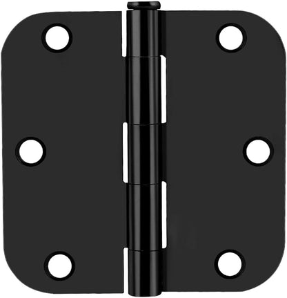 Probrico Interior Door Hinges Black, 3.5 X 3.5 Inch Door Hinges Rounded 5/8" Radius Corners, Black Hinges for Door Hardware, 12 Pack