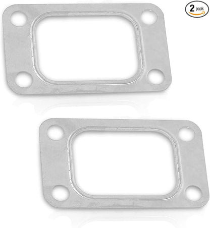 2 PCS Car T3 Turbine Flange Gasket, 4.2" X 2.5" 4-Hole Stainless Metal Turb Washer, Automotive Replacement Turbocharger Gaskets, Universal for T3 T34 T35 T38 GT35 GT35R Cars (Silver)