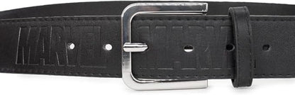 Buckle-Down unisex-adult Marvel Belt, Vegan Leather Belt, Marvel Brick Logo EmbossedBelt
