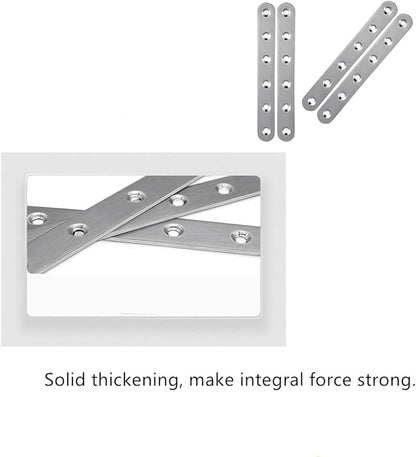 Stainless Steel Straight Brace, 4PCS Flat Straight Braces for Wood, Stainless Steel Straight Brackets with Screws