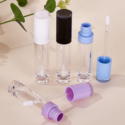 COSIDEA 6 pcs Empty 8ml Lip Gloss Tubes with clear Wand?Round Rose Pink Lipgloss Containers?DIY cosmetic packing Container Bulk Wholesale