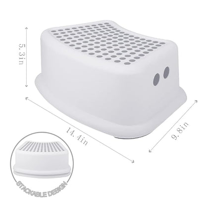 Step Stool for Kids (2 Pack), Toddlers Stool for Potty Training, Bathroom, Kitchen, Bedroom, Toy Room and Living Room. Toilet Stools with Soft Anti-Slip Grips for Safety, Stackable (Grey)