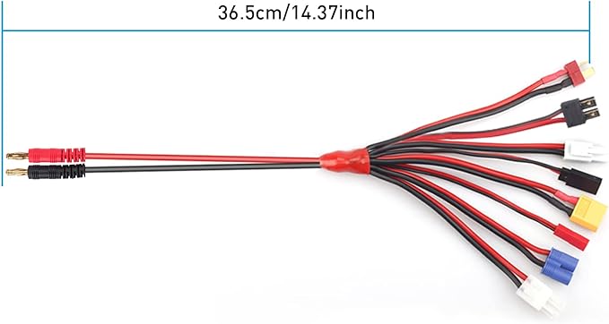RC Lipo Battery Charger Adapter Connector Splitter Wire 8 in 1 Octopus Convert Cable to 4.0mm Banana Plug Lead Cable for TRX, T-Plug, Futaba, Tamiya Mini, XT60, EC3, JST, Tamiya