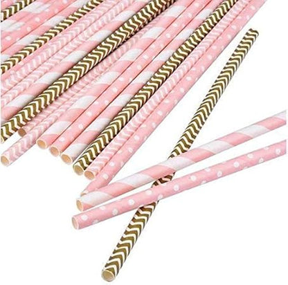 Bakell 24 PC Light Pink and White Striped Cake Pop or Party Drinking Straws - Baking, Caking and Craft Tools