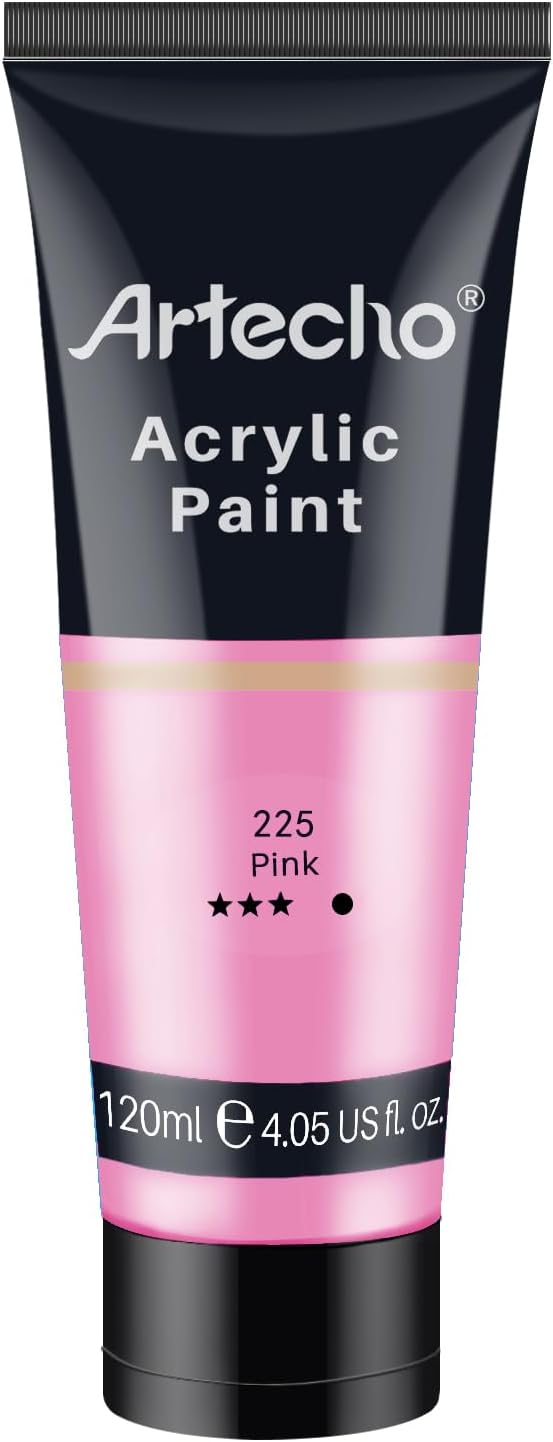 Artecho Pink Acrylic Paint, Pink Paint (120ml  4.05oz) Tubes, Art Craft Paints for Canvas, Rock, Stone, Wood, Fabric, Art Supplies