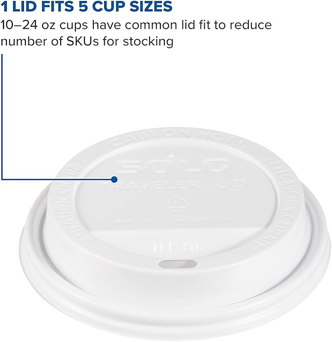 SOLO TLP316-0007 White Traveler Lid for SSP and Bare Paper Hot Cup - 2 Packs of 100 (200 Lids Total)