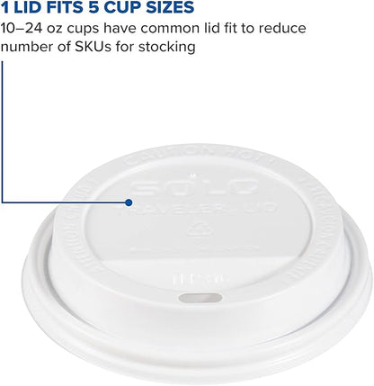 SOLO TLP316-0007 White Traveler Lid for SSP and Bare Paper Hot Cup - 2 Packs of 100 (200 Lids Total)
