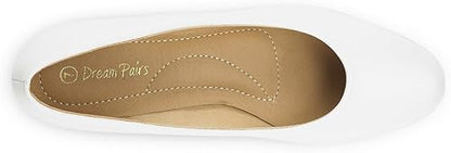 DREAM PAIRS Women's Mila Low Chunky Heel Pump Shoes