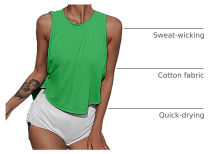 High Neck Athletic Tops Womens Workout Tank Tops Cropped Muscle Tank for Women