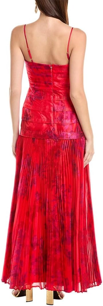 Women's Sleeveless Spaghetti Strap Tiered Bodice Pleated Maxi Dress