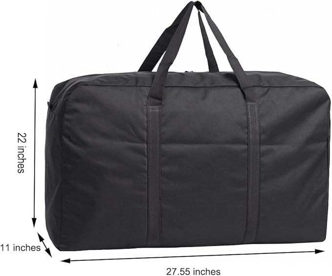 Black Large Storage Bags, Oxford Cloth 600D Waterproof Foldable Travel Duffle Bag with Reinforced Handles, Heavy Duty Moving Bags for Clothing, Blanket, Moving Supplies, Space Saving