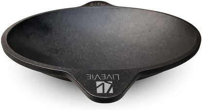 LIVEVIE Cast Iron Appam Pan, 8.5 inch Pre-Seasoned, Rough Surface, Works on Gas, Oven, BBQ & Campfire, Non-Toxic Heavy Duty Pan for Appam, Pancakes, Crumpets, Eggs & More