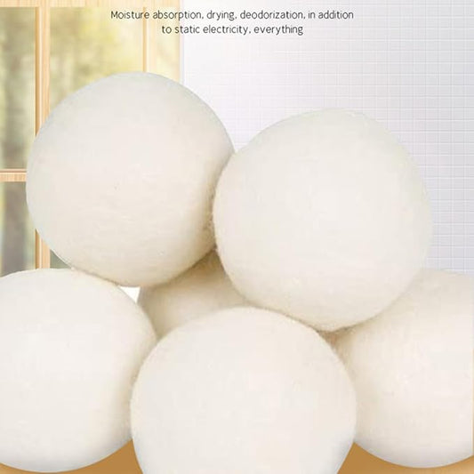 100% Wool Dryer Balls - Natural Fabric Softener, Reusable, Reduces Drying Time, Chemical-Free, Eco-Friendly, Perfect for Baby Clothes, Set of 6 XL Balls