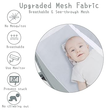 Baby Pack N Play Tent, Safety Tent to Keep Baby from Climbing Out, Baby Crib Canopy for Pack N Play, Mini Cribs & Playpens, Pop Up Design & See-Through Mesh