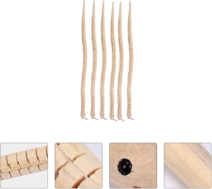 Unfinished Wooden Wiggly Snakes Toy: Jointed Flexible Wood Snake to Paint 6pcs Blank Animal Model for DIY Arts Crafts Birthday Party Favors