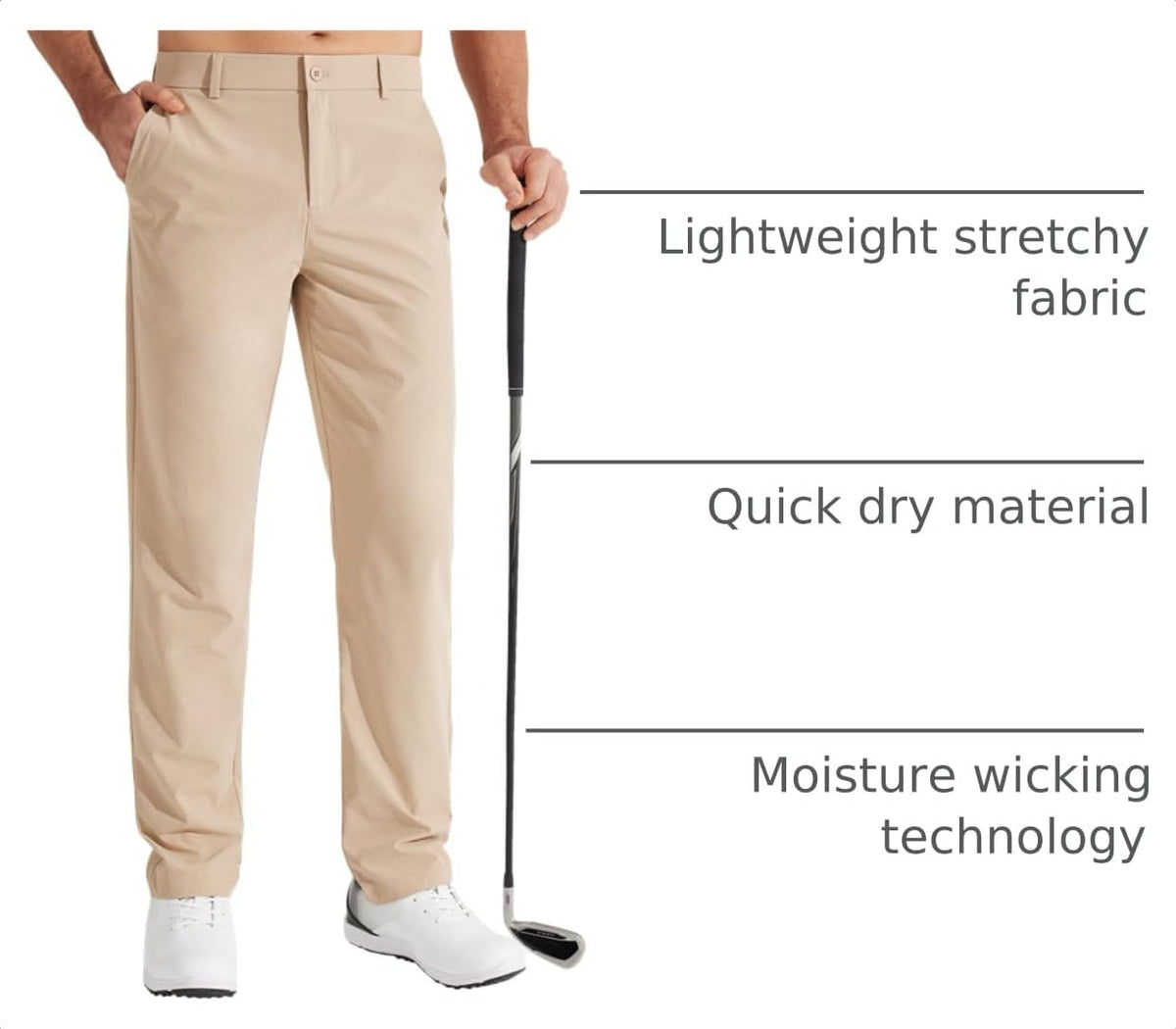 Libin Mens Golf Pants Stretch Work Dress Pants 30"/32"/34" Quick Dry Lightweight Casual Comfy Trousers with Pockets