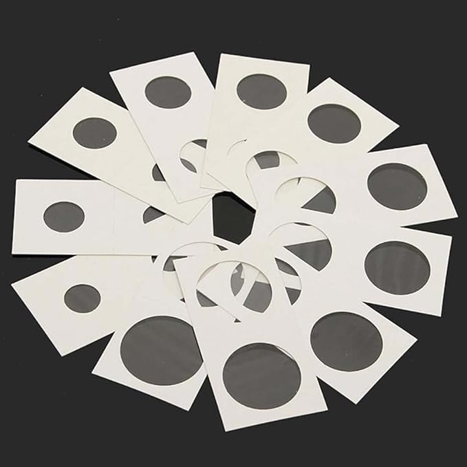 100 Pieces Cardboard Coin Flips 2x2 Holders Sleeves for All Coins Collection Supplies Currency Holder Storage for Pennies, Quarters, Stamp(40mm-100pcs)