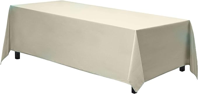 Gee Di Moda Rectangle Tablecloth - 90 x 156 Inch Ivory Table Cloth for 8 Foot Table with Floor-Length Drop - Heavy Duty Washable Fabric - 8 Ft Buffet Table, Holiday Party, Wedding  Baby Shower