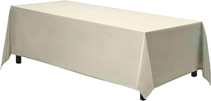 Gee Di Moda Rectangle Tablecloth - 90 x 156 Inch Ivory Table Cloth for 8 Foot Table with Floor-Length Drop - Heavy Duty Washable Fabric - 8 Ft Buffet Table, Holiday Party, Wedding  Baby Shower