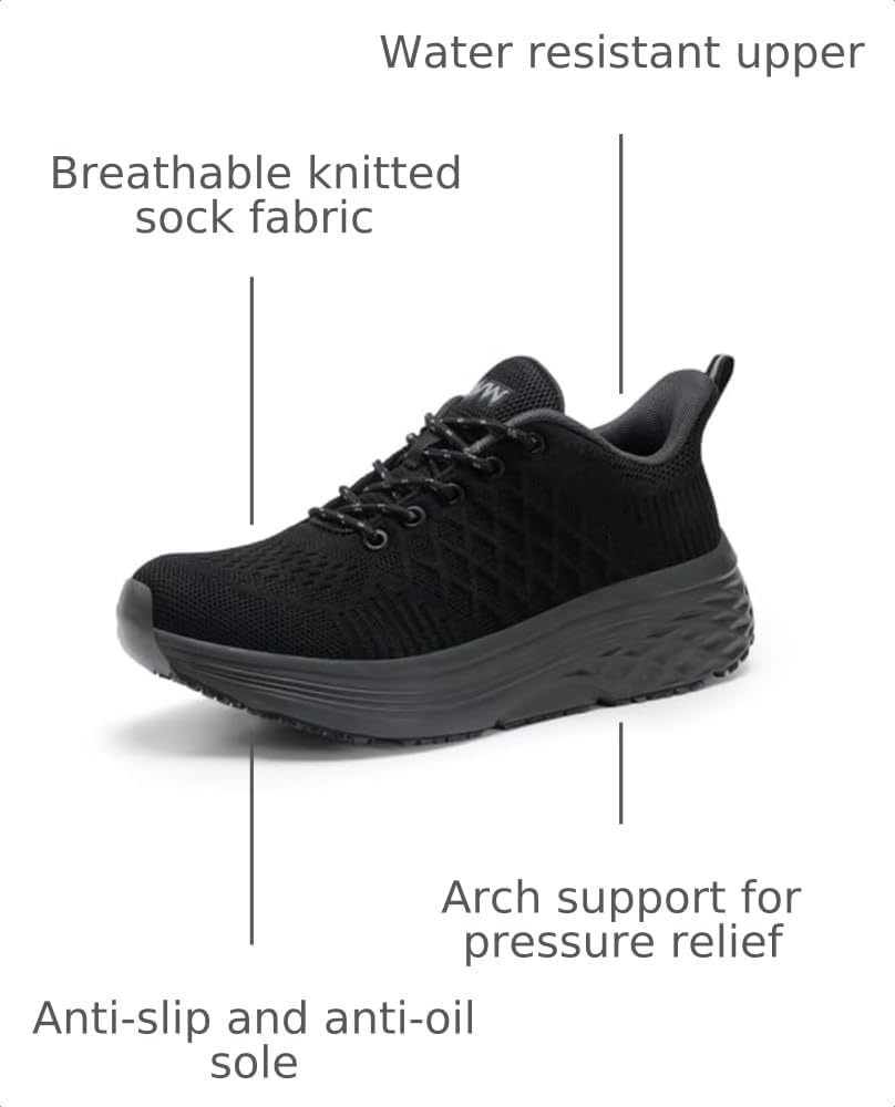 AVW Womens Non Slip Work Shoes Water Resistant Walking Sneakers Food Service Chef Kitchen Shoes.