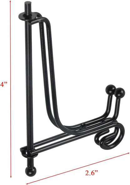 Xiaoyztan Plate Display Easel Universal Iron Wire Stand Holder For Picture Frame Photos Cllectibles Teabrick Decors 4 IN Height 5 Pcs