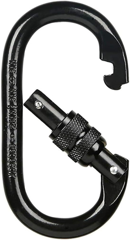 1 Pack Heavy Duty Carabiner Clip Carabiner Hook, O Shape, Black