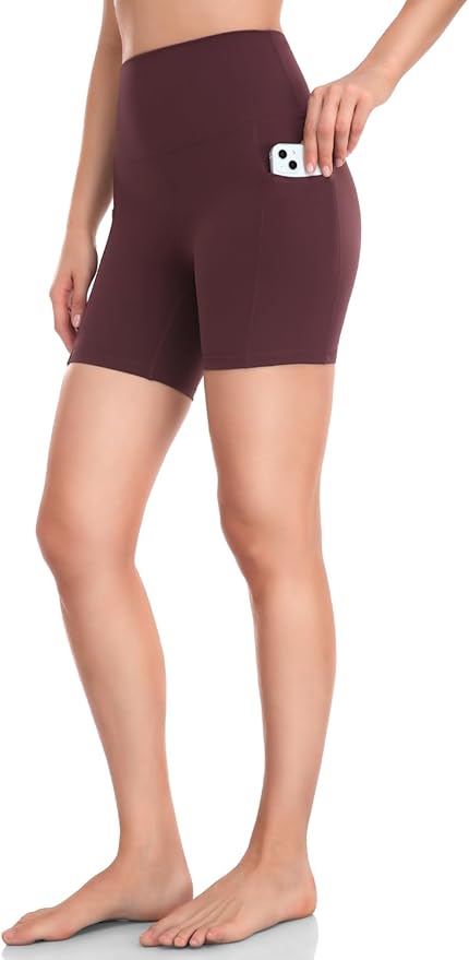 HeyNuts EssentialWorkout Pro Biker Shorts with Side Pockets for Women, High Waisted Compression Yoga Shorts 4'' 6'' 8''