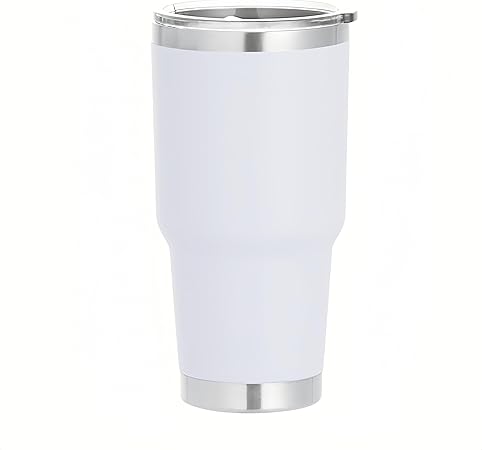 30 oz Stainless Steel Tumbler, Double Wall Insulated Travel Mug with Lid (White)