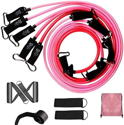 Pink Resistance Bands Tubes with Handles 150 lb