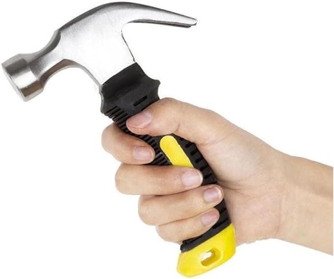 8oz Claw Hammer with Shock Reduction Grip- Mini Hammer with Smooth Face -Camping Stubby Hammer, Tack Hammer, Small Nail Hammer with Magnetic, Black