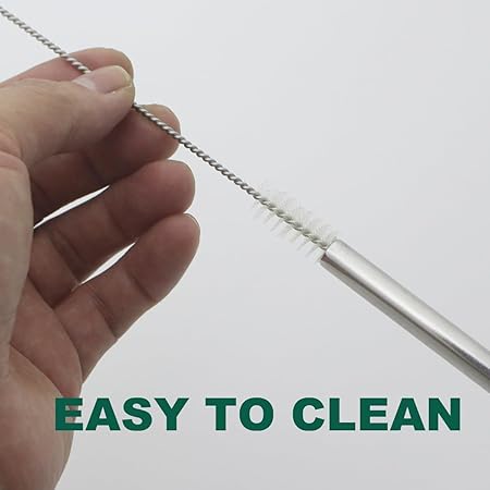 8 Pack 6 Inch Short Bent Metal Cocktails Straws, Reusable Stainless Steel Smoothie Drinking Straws with Cleaning Brush for Coffee Mugs, Small Glasses or Cups