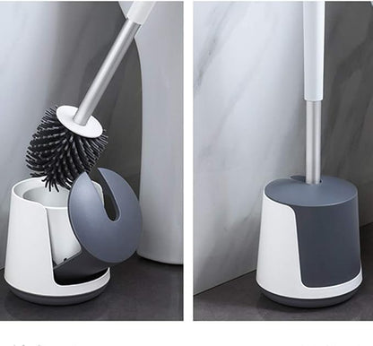 Toilet Brush with Holder Bathroom Silicone Toilet Brushes and Quick Drying Holders Set can Open and Close Automatically