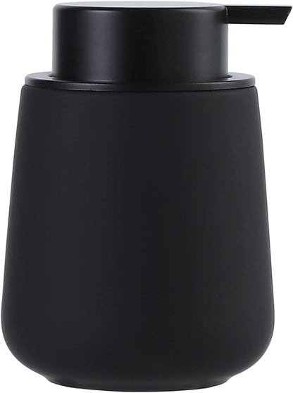 BosilunLife Black Soap Dispenser - Ceramic Dish Soap Dispenser for Bathroom 12ounce Refillable Liquid Hand Dispenser for Essential Oil, Lotion Dispenser with Pump (Rubber Paint)