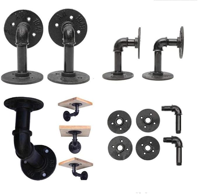 JHSLXD Industrial Style Water Pipe Bookshelf Creative Metal Wrought Iron Shelf Support Decorative Bracket,B Style