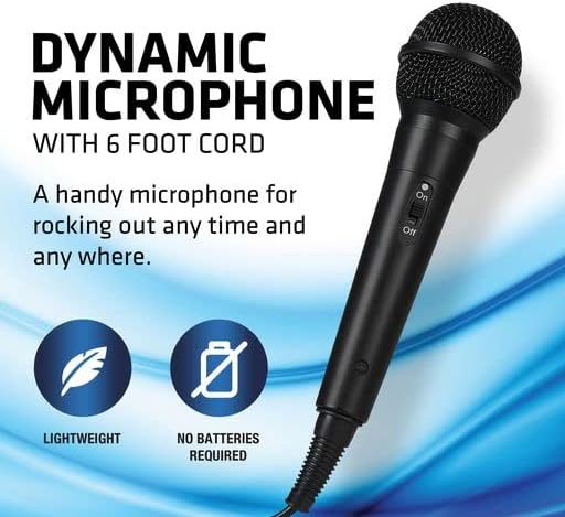 808 Singsation Dynamic Microphone with 6' Cord, Lightweight, No Batteries Required, Plug and Play Accessory, Designed for SPKA30SPKA700 Karaoke Machines